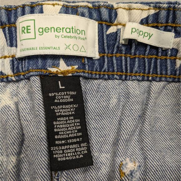 Re-Generation Shorts Womens Large Light Denim Stars Sustainable Y2K - Picture 9 of 11